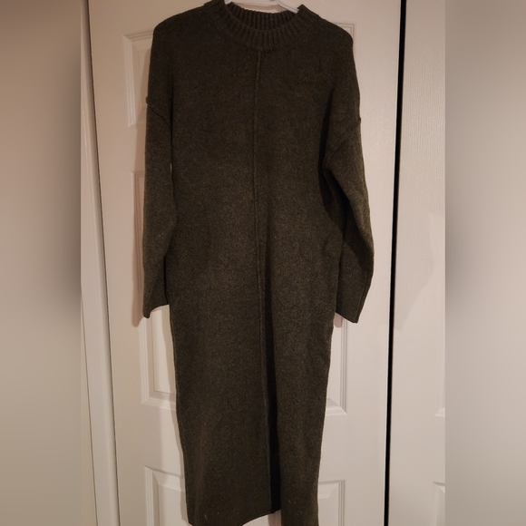 ASOS Design Front Seam Knit Midaxi Dress, Khaki, Size S Petite - Picture 1 of 9